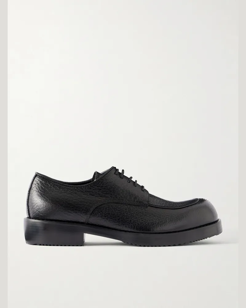 Dries van Noten Textured-Leather Derby Shoes Black