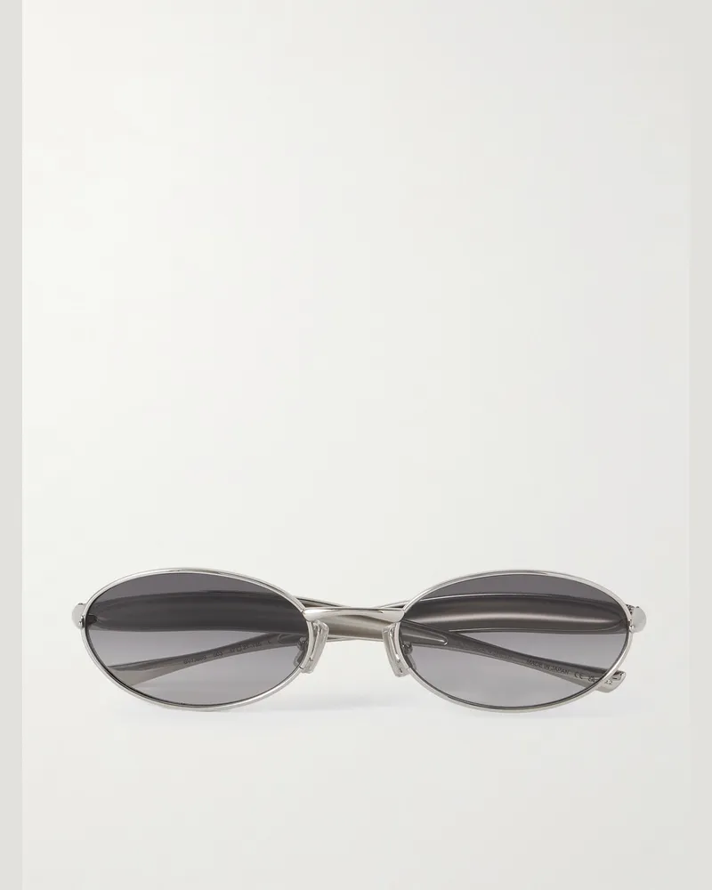 Bottega Veneta Sardine silberfarbene Sonnenbrille mit ovalem Rahmen Silber