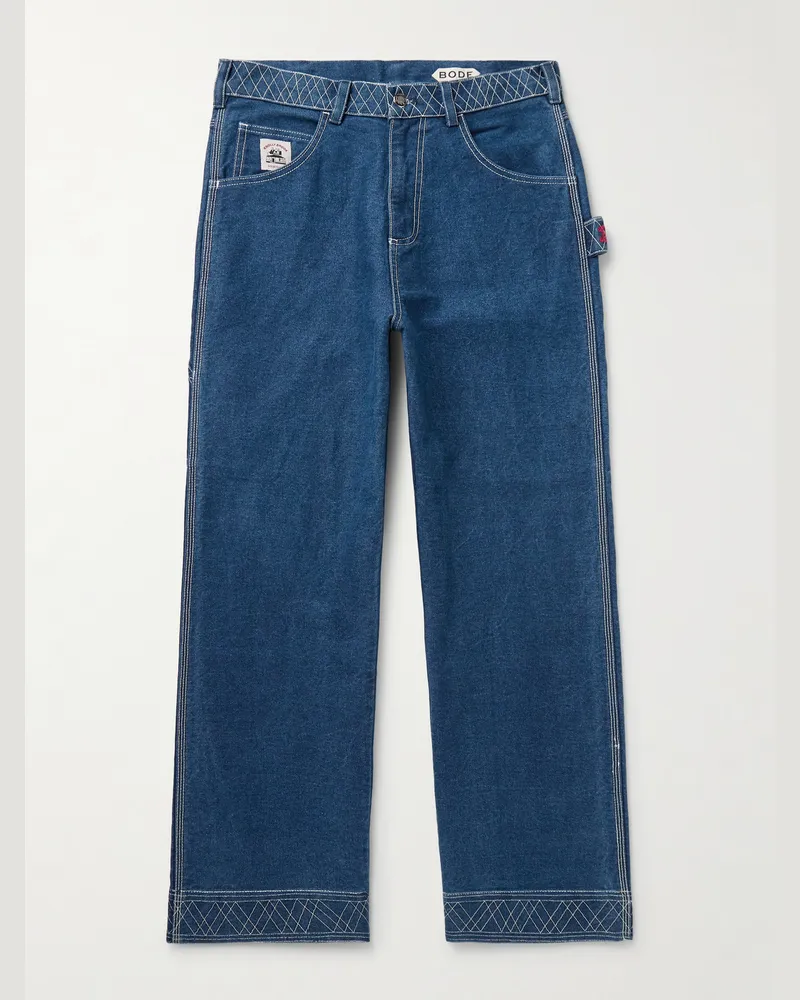 BODE Knolly Brook gerade geschnittene Jeans mit Stickereien Blau
