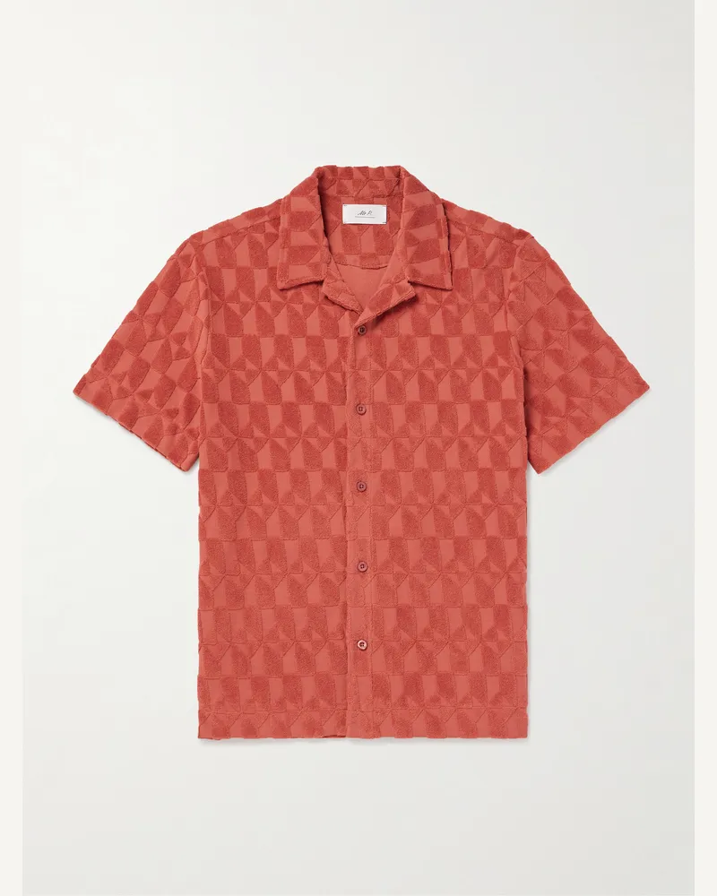 MR P. Hemd aus Biobaumwollfrottee mit Jacquard-Muster und Reverskragen Orange