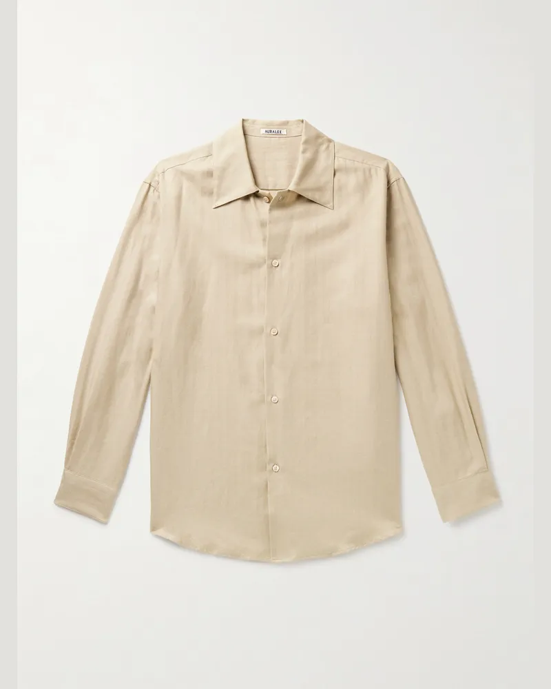 AURALEE Hemd aus einer Baumwoll-Kaschmirmischung mit Fischgratmuster Neutral