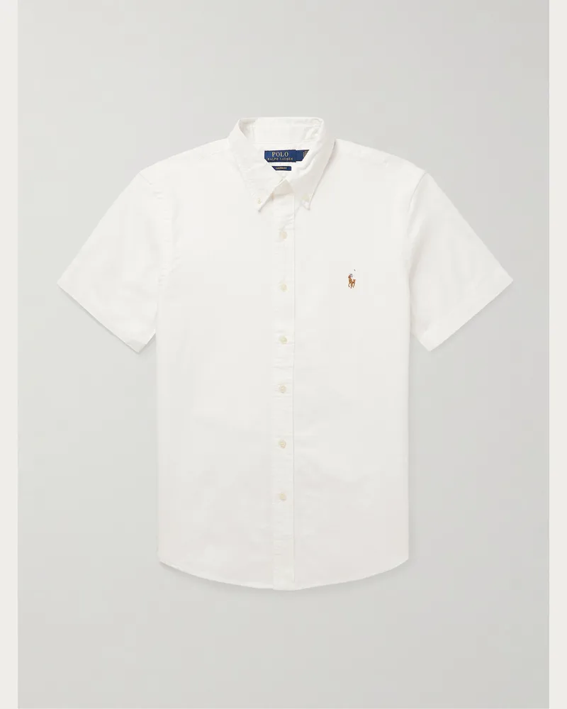 Ralph Lauren Hemd aus Baumwoll-Oxford mit Button-Down-Kragen und Logostickerei Weiß