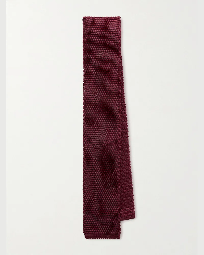 Brunello Cucinelli 6cm Knitted Silk Tie Burgundy