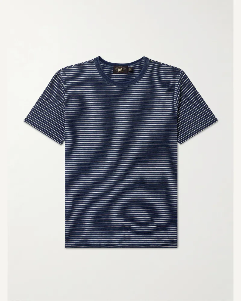 RRL Striped Cotton-Jersey T-Shirt Blue