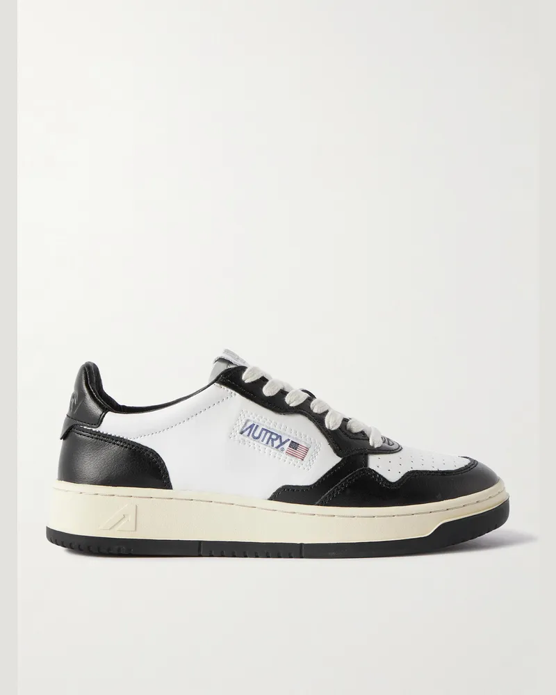 AUTRY Medalist zweifarbige Sneakers aus Leder Weiß