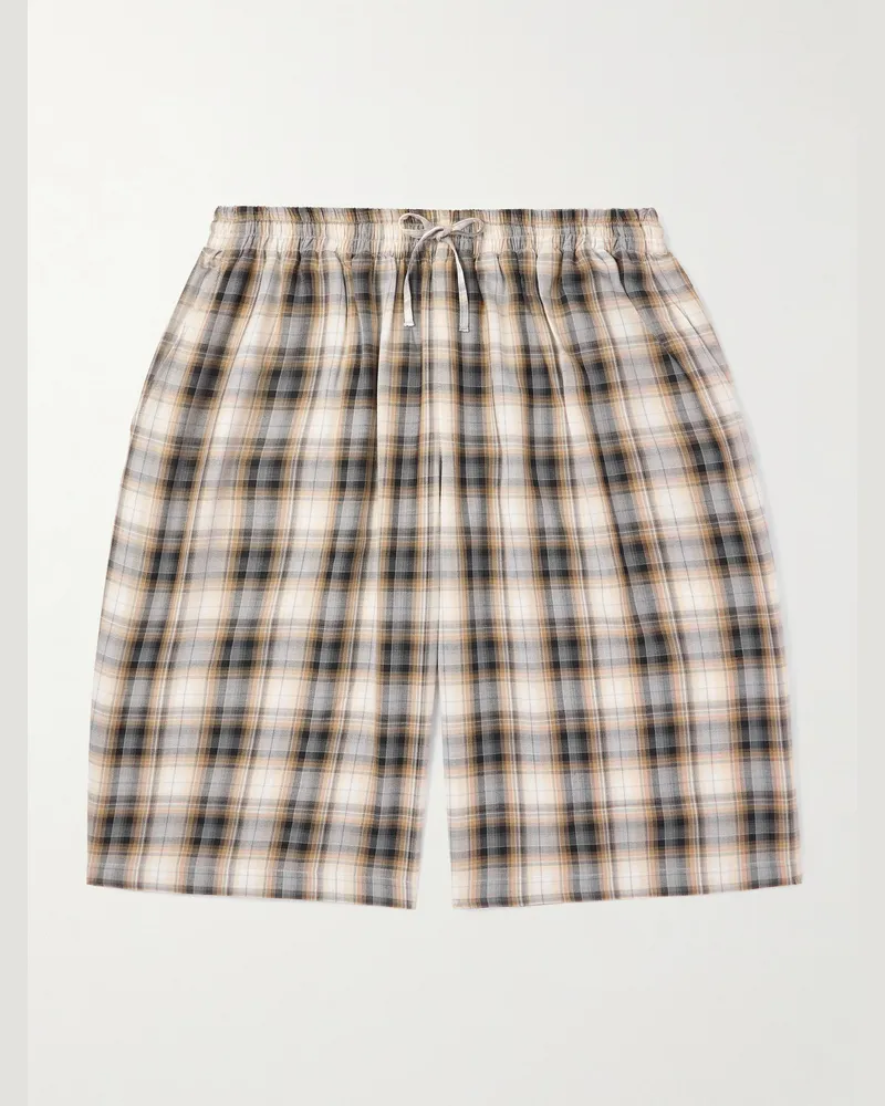 Acne Studios Gerade geschnittene Shorts aus Twill mit Karomuster und Kordelzugbund Neutral