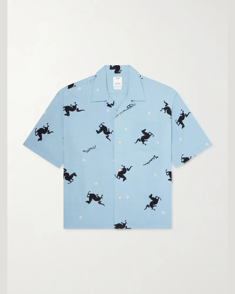 Visvim Crosby Camp-Collar Printed Woven Shirt Blue