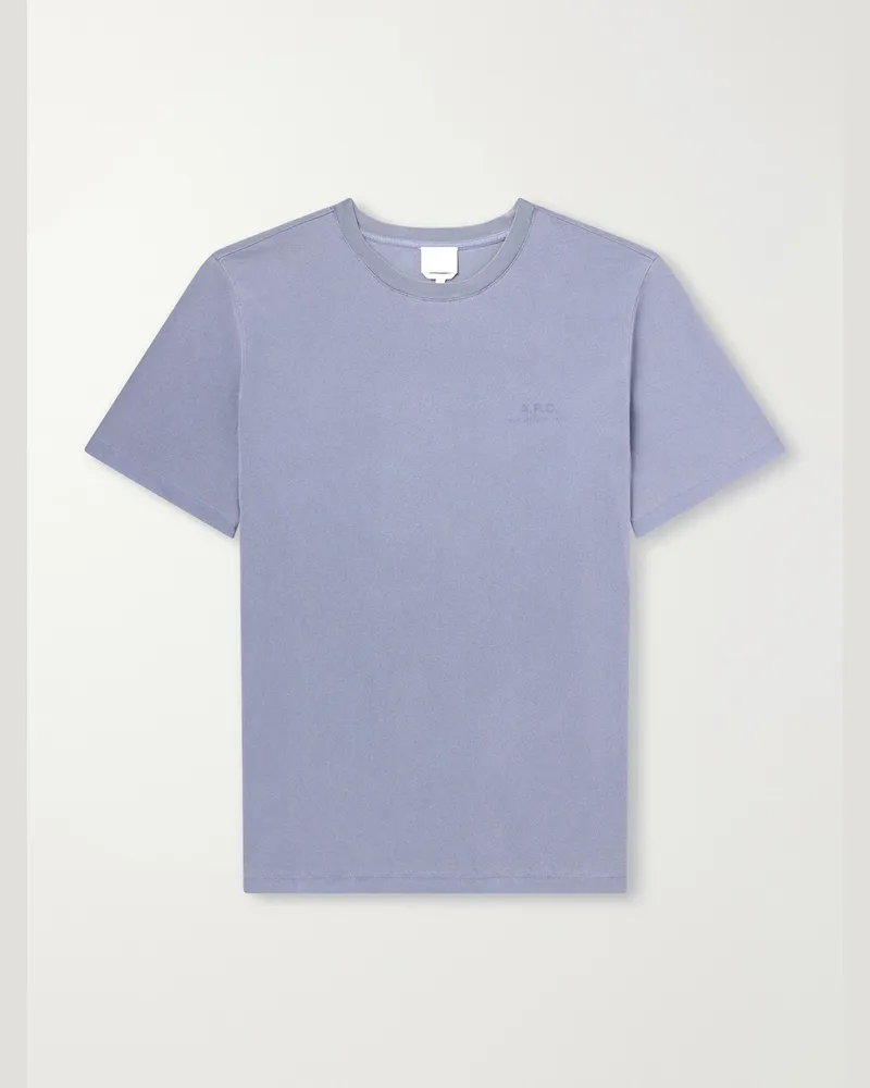 A.P.C. Gabby Logo-Print Cotton Jersey T-Shirt Blue