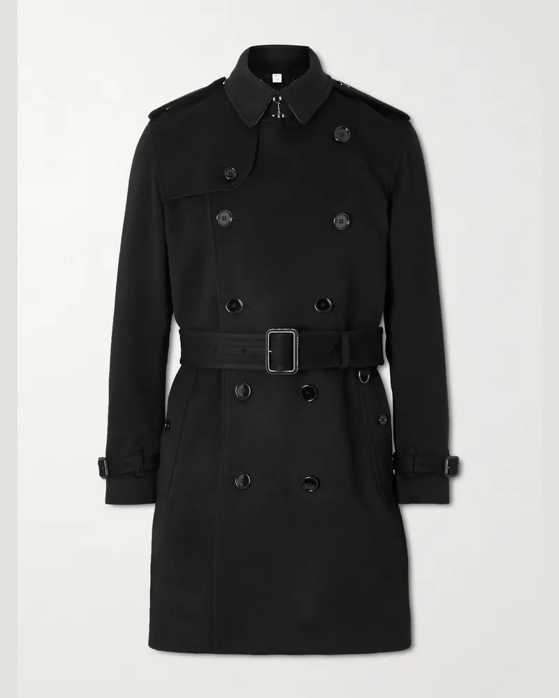 Burberry Kensington doppelreihiger Mantel aus Kaschmir Schwarz