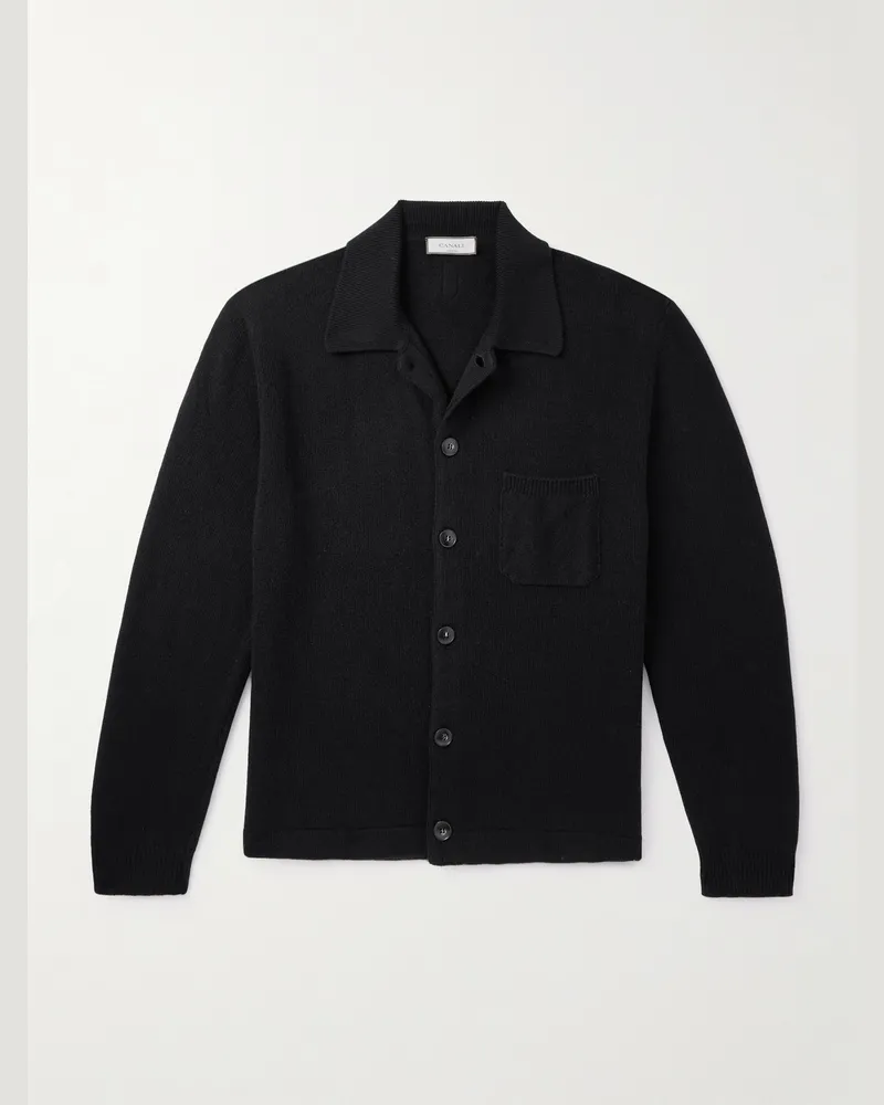 Canali Cardigan aus einer Woll-Kaschmirmischung Schwarz