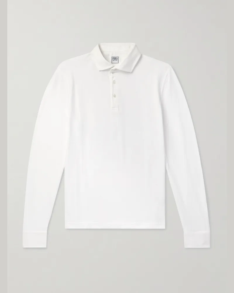 Fedeli Zero Cotton-Piqué Polo Shirt White