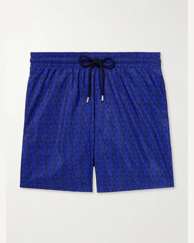 Vilebrequin Mahina Straight-Leg Mid-Length Printed Recycled Swim Shorts Blue