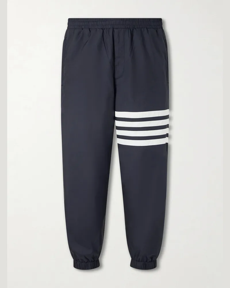 Thom Browne Tapered Striped Ripstop Sweatpants Blue