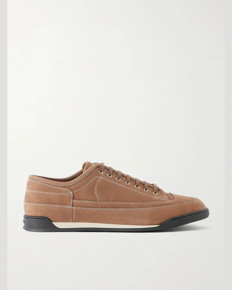 John Lobb Court Panelled Nubuck Sneakers Brown