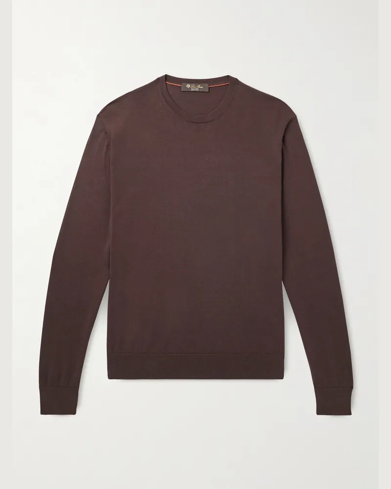 Loro Piana Ice Wish™ Sea Island Cotton Sweater Brown