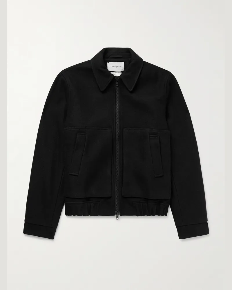 Oliver Spencer Arlington Bomberjacke aus Filz aus einer Wollmischung Schwarz
