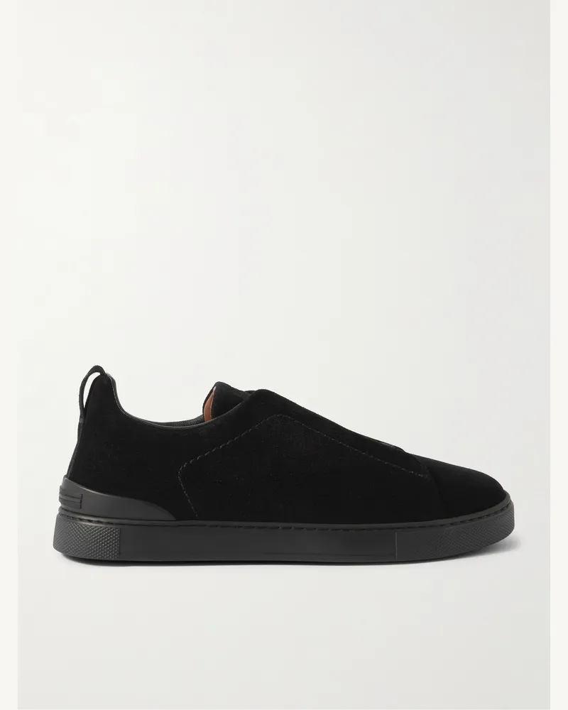 Ermenegildo Zegna Triple Stitch™ Slip-ons aus Veloursleder Schwarz