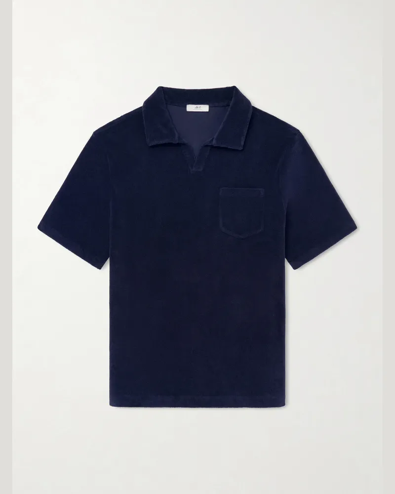 MR P. Cotton and Silk-Blend Terry Polo Shirt Blue