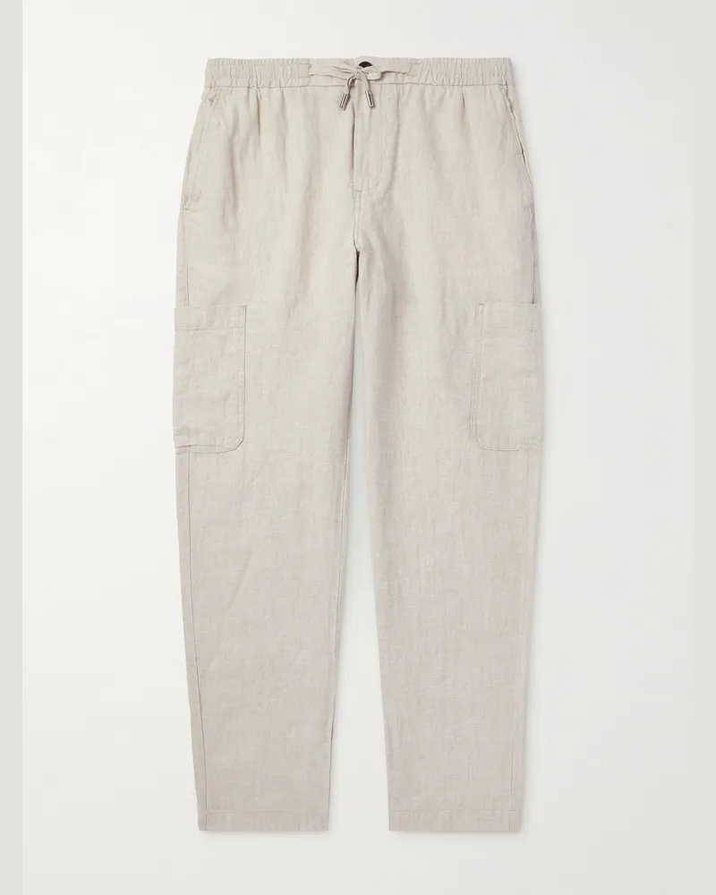 MR P. Tapered Linen Drawstring Cargo Trousers Neutrals