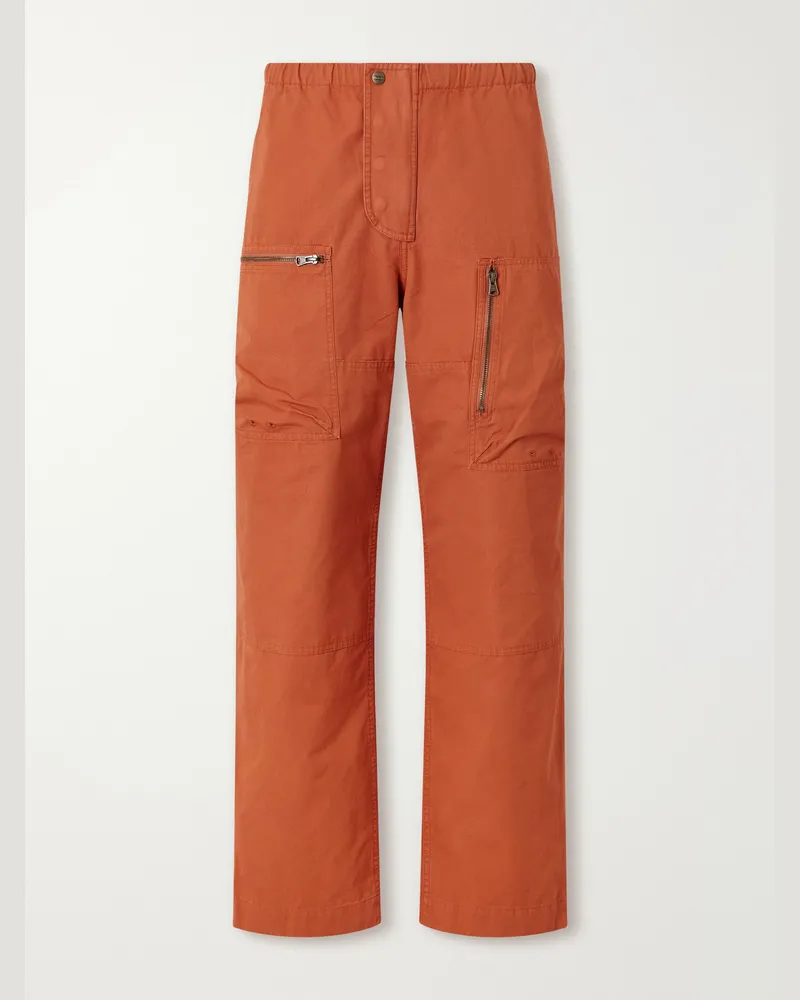 Aimé Leon Dore Aviator Straight-Leg Cotton-Canvas Trousers Orange