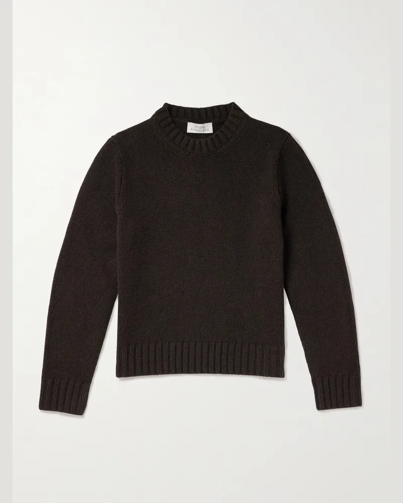 Studio Nicholson Pullover aus einer Merinowoll-Yakwollmischung Braun