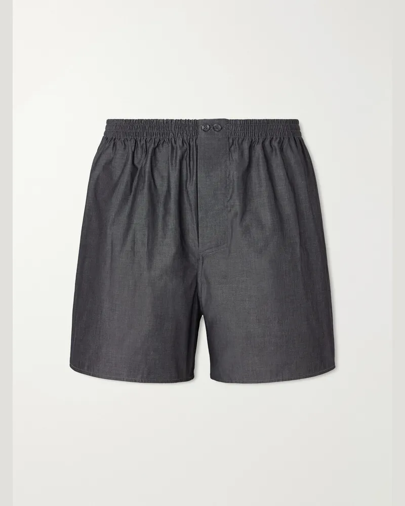Zimmerli End-On-End Cotton Boxer Shorts Gray