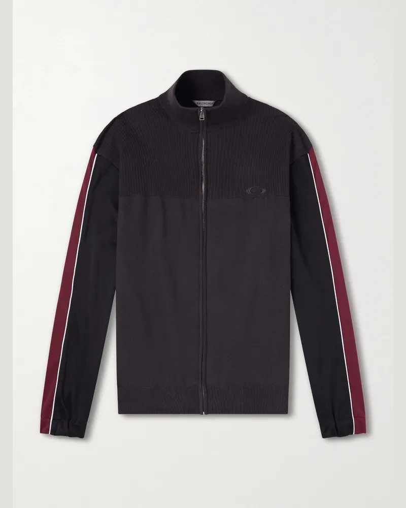 Balenciaga Cotton Zip-Up Sweater Gray