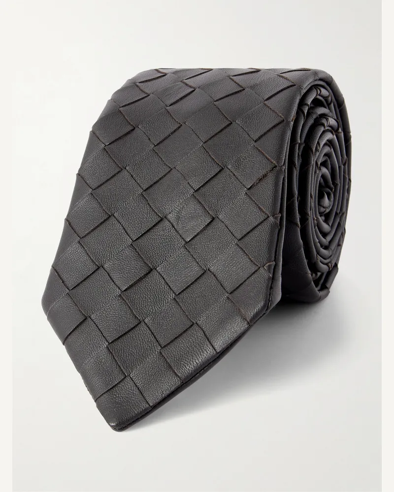 Bottega Veneta Krawatte aus Intrecciato-Leder, 8 cm Braun
