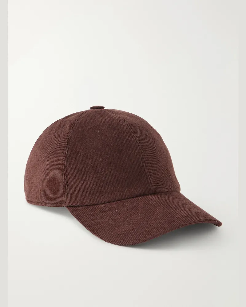 PURDEY Logo-Embroidered Cotton-Corduroy Baseball Cap Brown