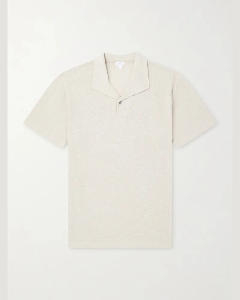 Sunspel Linen-Piqué Polo Shirt Neutrals