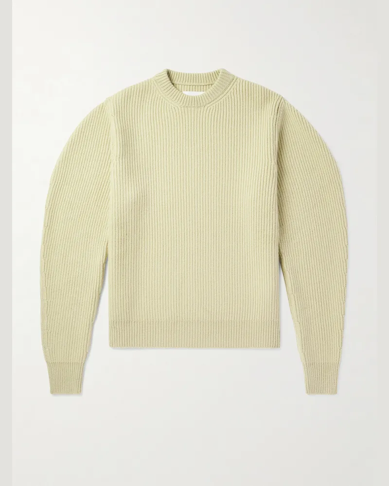 Jil Sander Pullover aus Walk aus Wolle in Rippstrick GrüN