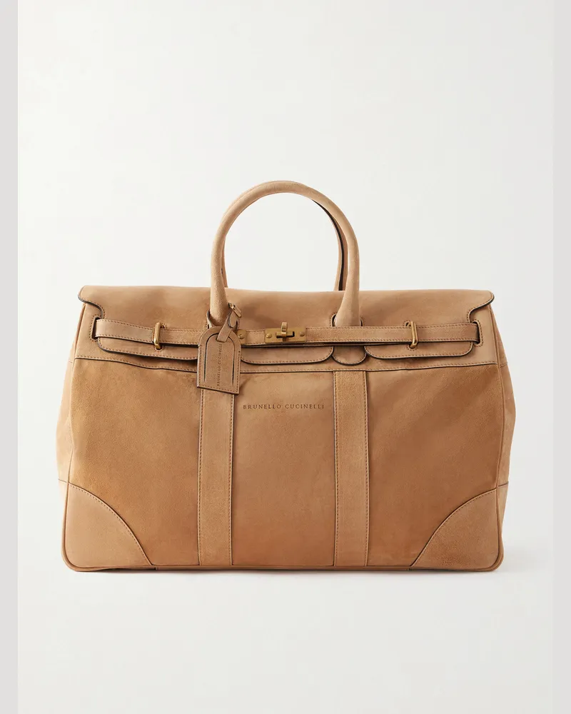 Brunello Cucinelli Weekender aus Veloursleder Braun
