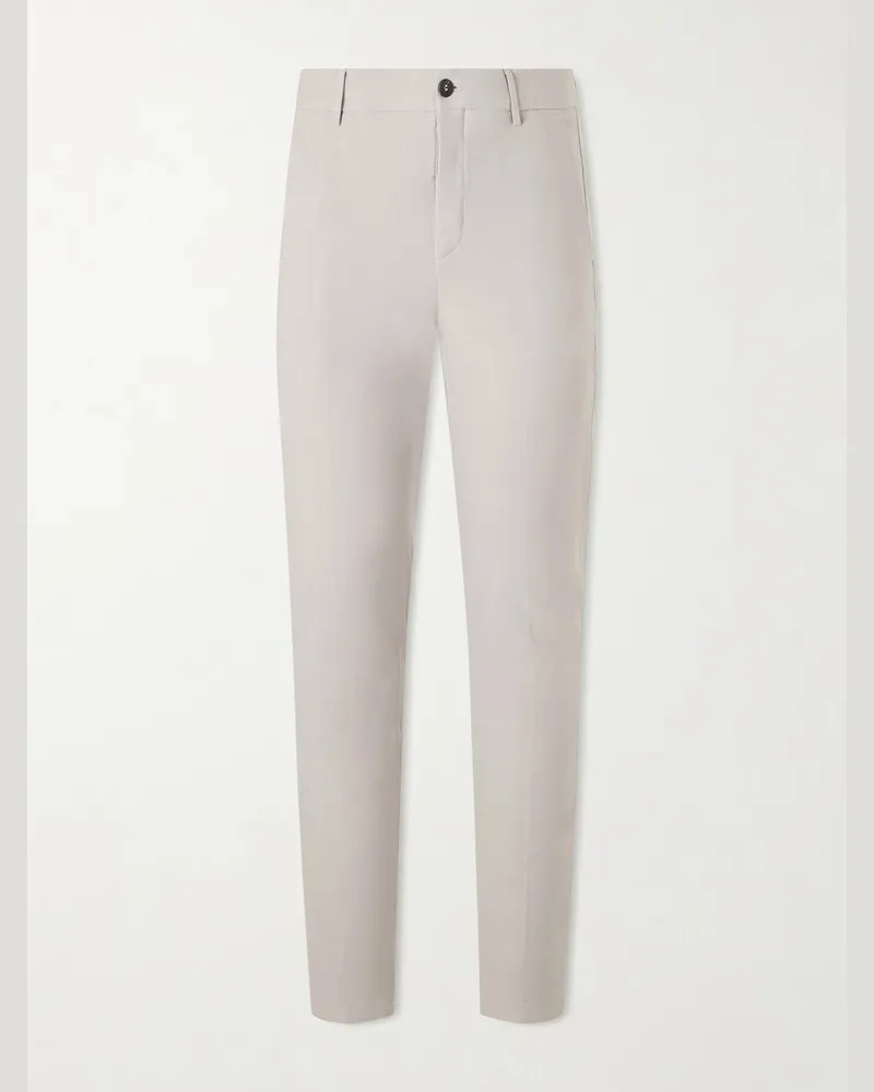Eleventy Straight-Leg Cotton-Blend Twill Chino Neutrals