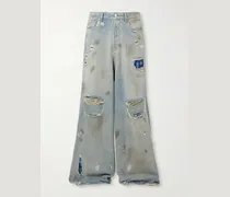 Wide-Leg Panelled Distressed Jeans