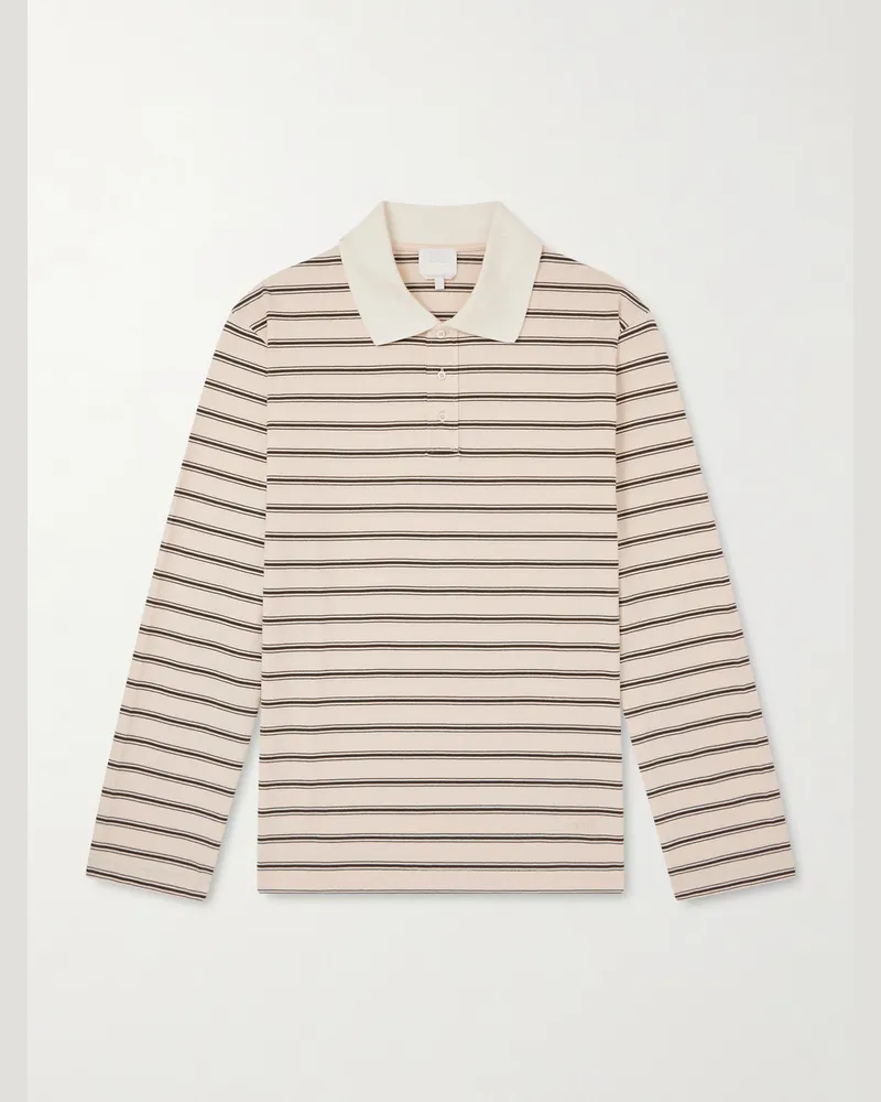 A.P.C. Oberteil aus gestreiftem Biobaumwoll-Jersey mit Polokragen Neutral