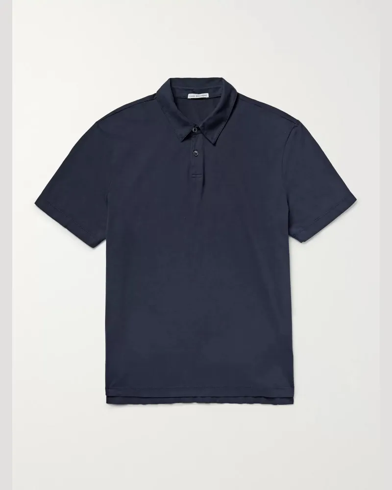 James Perse Supima Cotton-Jersey Polo Shirt Blue