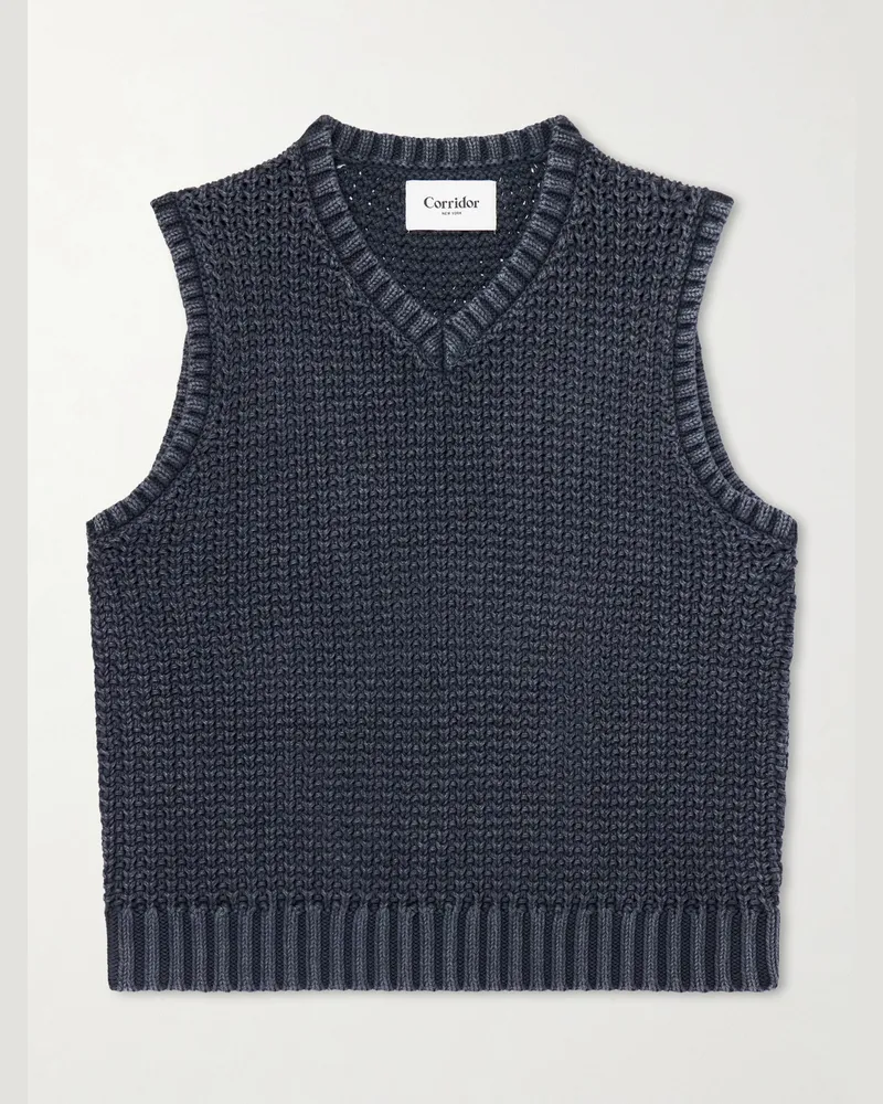 Corridor Open-Knit Cotton Vest Black