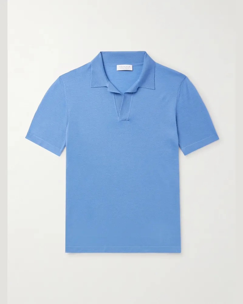 Gabriela Hearst Stendhal Polohemd aus Kaschmir Blau