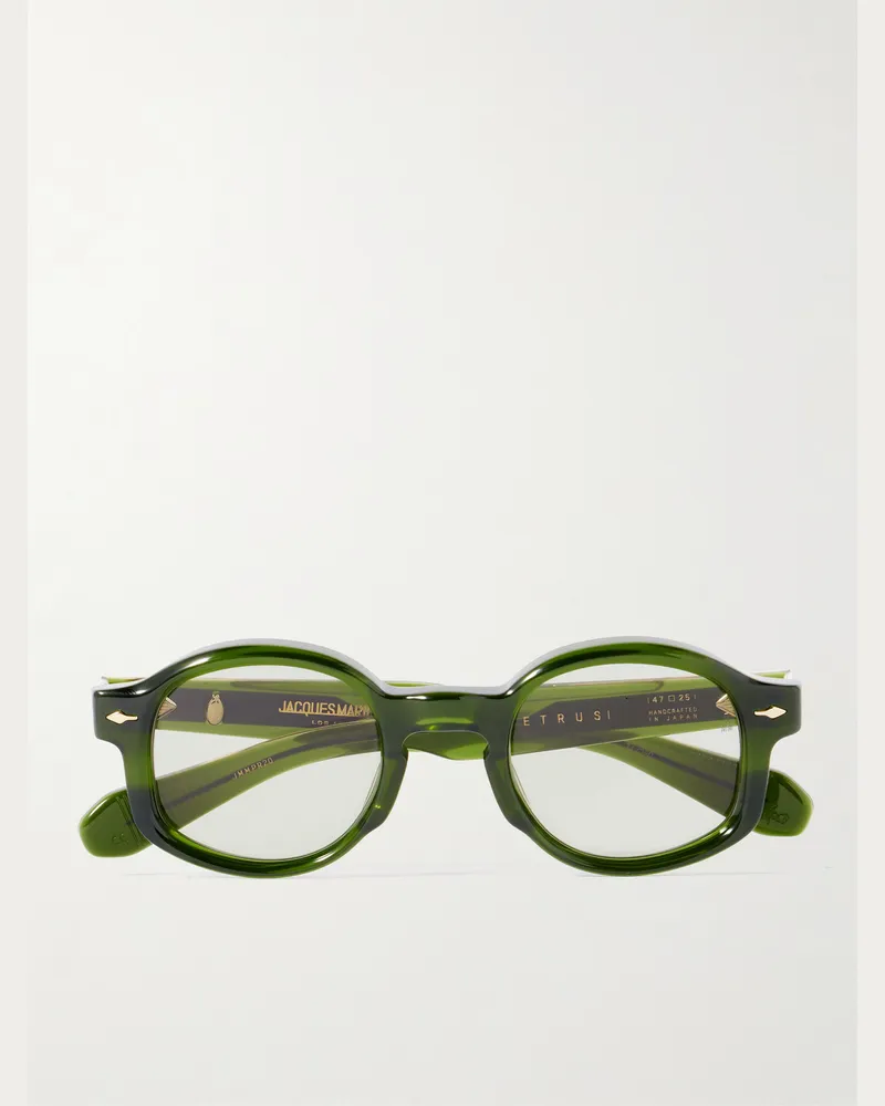 Jacques Marie Mage Petrus Round-Frame Acetate Optical Glasses Green