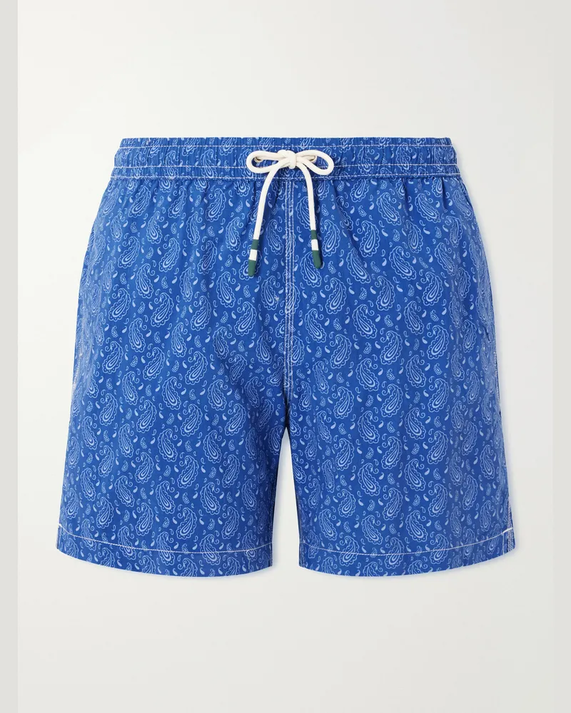 Hartford Straight-Leg Mid-Length Printed Swim Shorts Blue