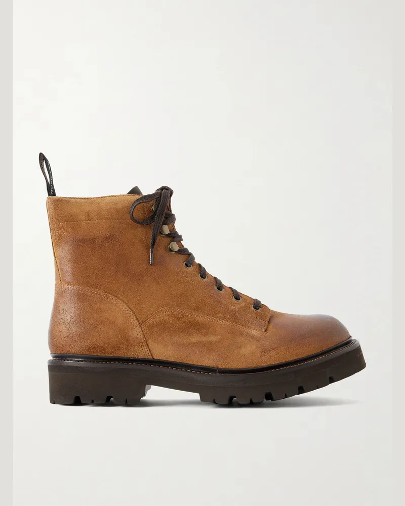 Grenson  Callum Burnished-Suede Lace-Up Boots Brown