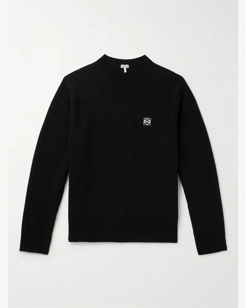 Loewe Anagram Logo-Embroidered Wool Sweater Black