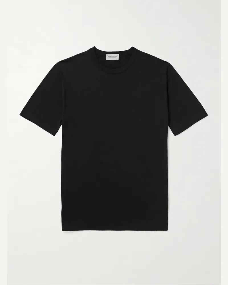 John Smedley Lorca schmal geschnittenes T-Shirt aus Strick aus Sea-Island-Baumwolle Schwarz