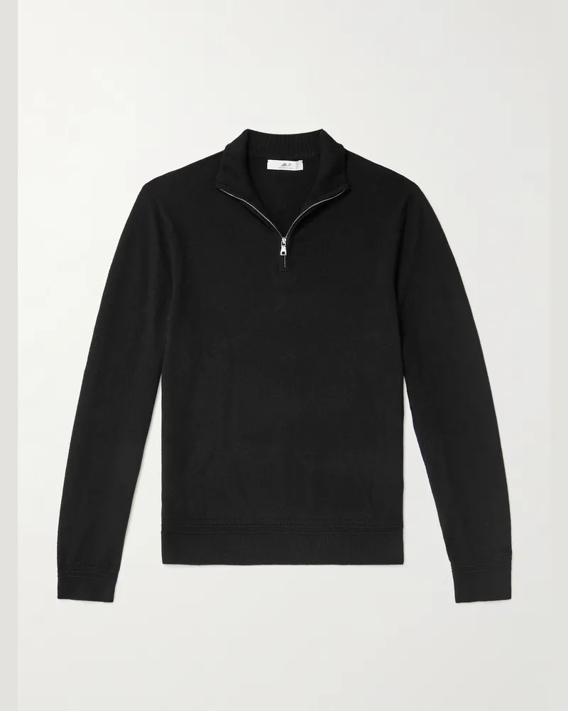 MR P. James Cashmere Half-Zip Sweater Black