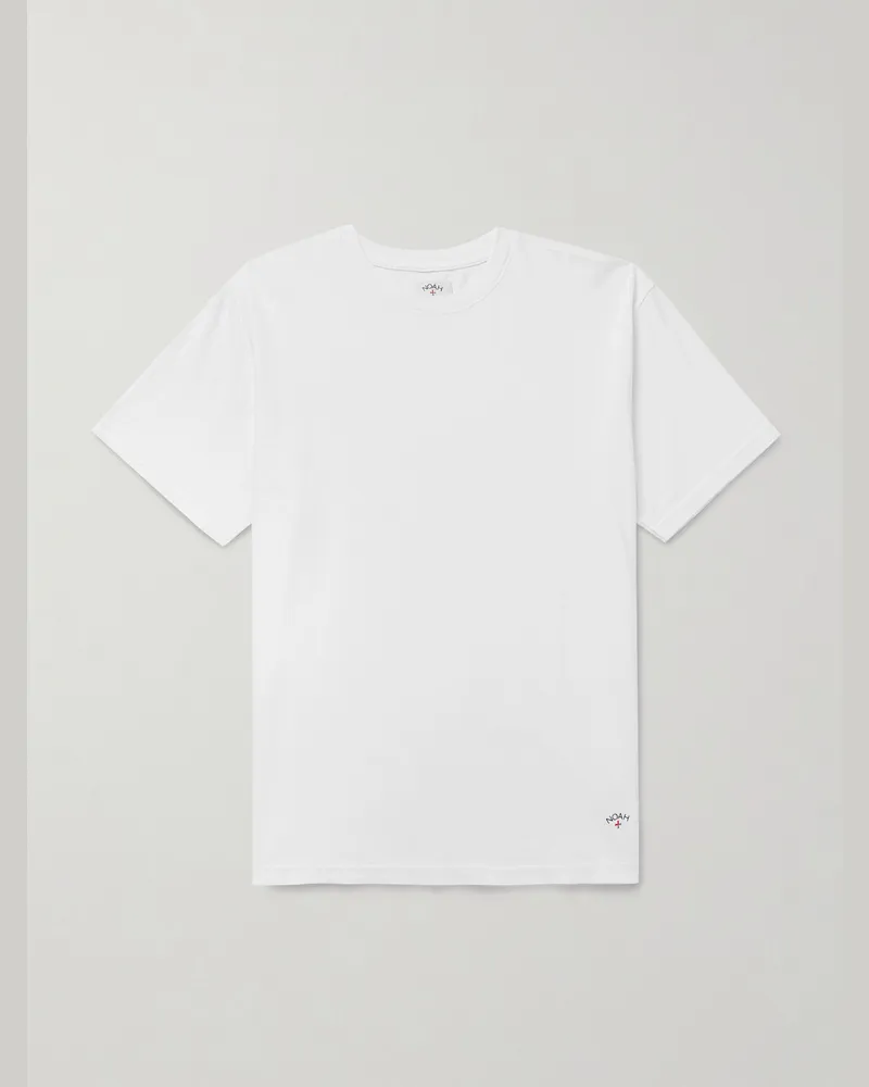 Noah NYC T-Shirt aus recyceltem Baumwoll-Jersey mit Logoprint Weiß