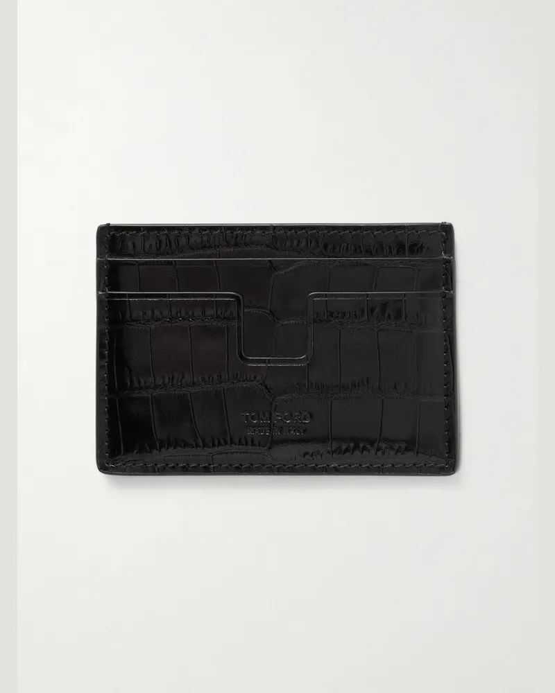 Tom Ford Croc-Effect Patent-Leather Cardholder Brown