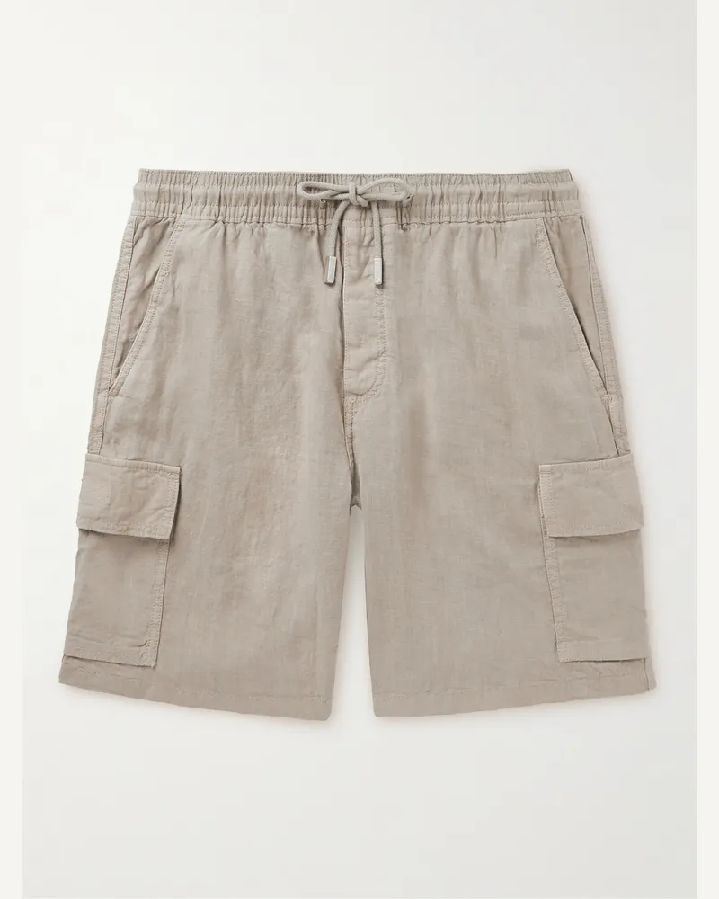 Vilebrequin Straight-Leg Linen Drawstring Cargo Shorts Neutrals