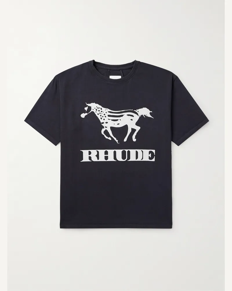 RHUDE Dinero T-Shirt aus Baumwoll-Jersey mit Logoprint Schwarz
