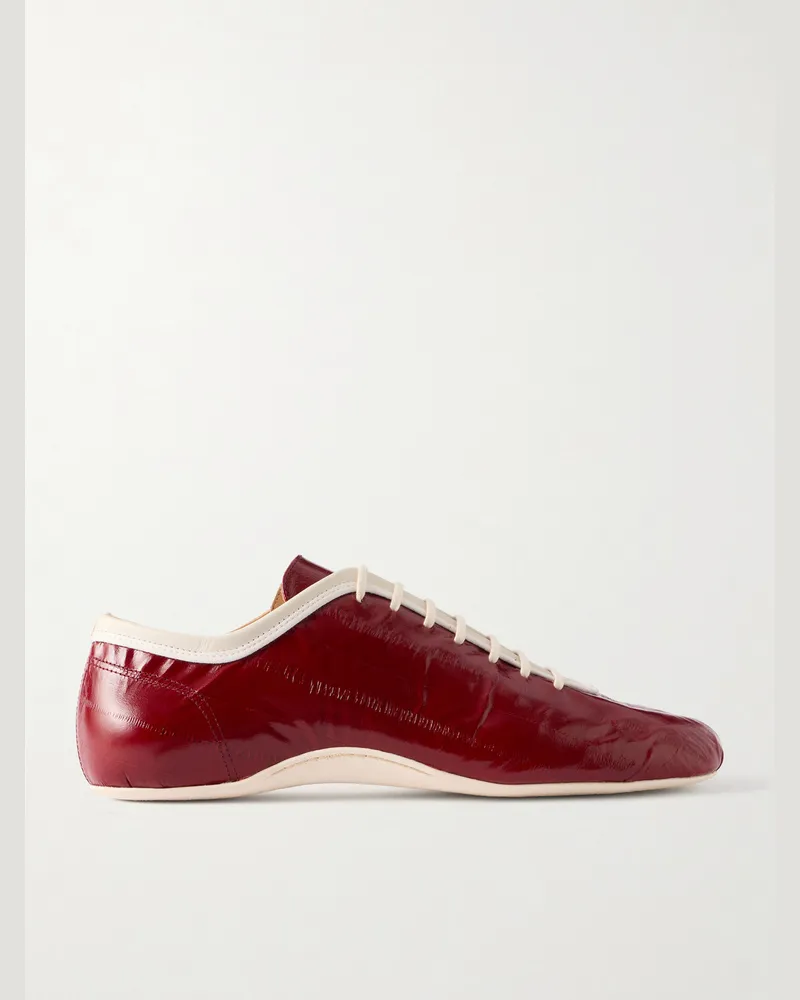 Dries van Noten Glossed Leather Sneakers Red