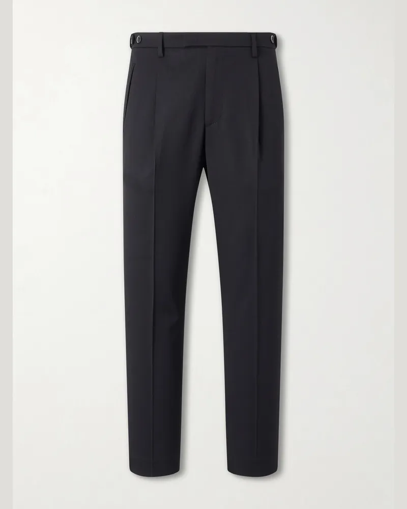 BARENA Straight-Leg Pleated Wool-Blend Gabardine Trousers Black
